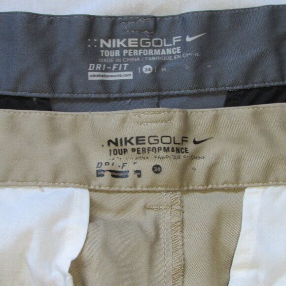 Lot of 2 Nike Golf Tour Performance Dri Fit Flat Front Shorts sz 34 Gray Khaki - Picture 4 of 4